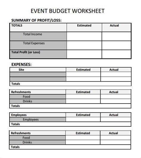 Event Budget Template Google Sheets