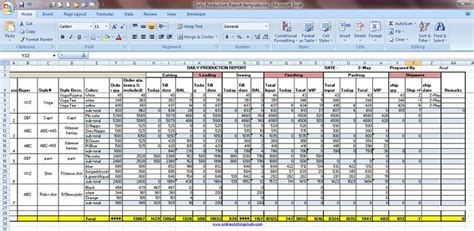 Hourly Production Report Format in Excel