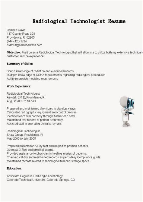 Resume Samples: Radiological Technologist Resume Sample