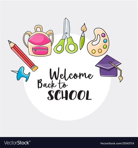 Welcome back to school doodle clip art Royalty Free Vector