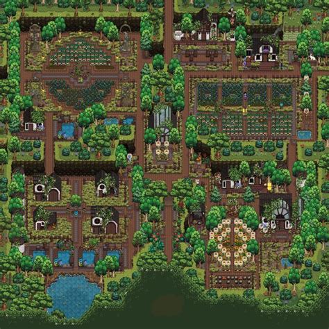 4 corner layout 1 | Stardew valley, Stardew valley farms, Farm layout