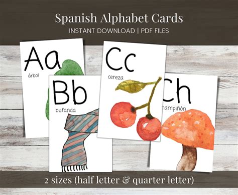 Spanish Alphabet Cards Printable Educational Cards Preschool - Etsy