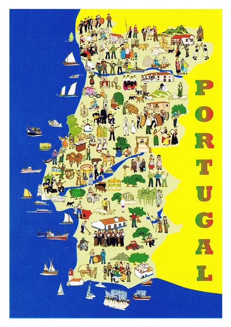 Large illustrated map of Portugal | Portugal | Europe | Mapsland | Maps ...