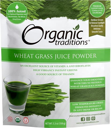 Organic Tradition Wheat Grass Juice Powder 150g : Amazon.co.uk: Grocery