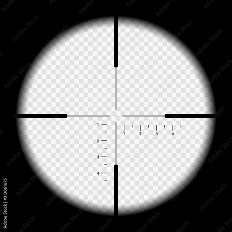 Realistic illustration looking through sniper crosshair with measuring ...