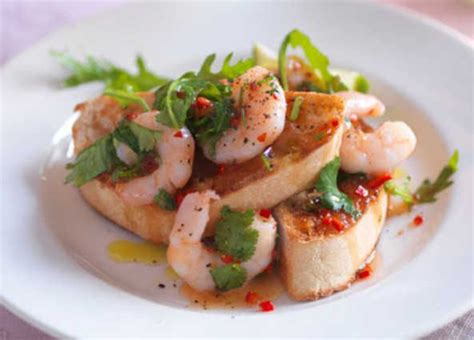 Recipe: Chilli prawn bruschetta | Sainsbury's | Recipe | Chilli prawns, Sainsburys recipes ...