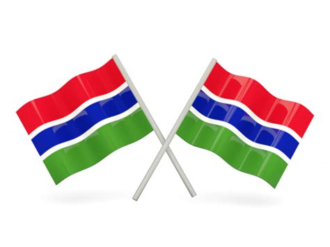 Two wavy flags. Illustration of flag of Gambia