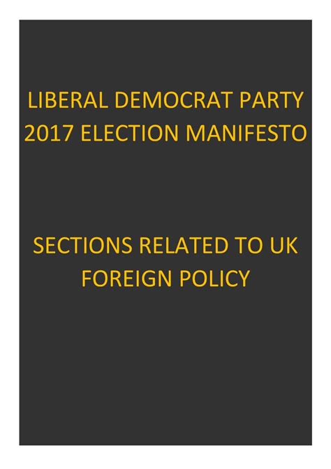 Liberal Democrats: Manifesto pledges on UK foreign policy - British ...