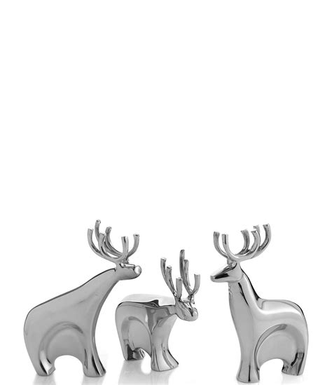 Nambe Dasher Reindeer Figurine Set of 3 | Dillard's