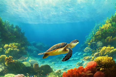 Turtle is swimming in underwater 22331613 Stock Photo at Vecteezy