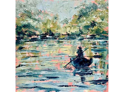 Row Boat Painting Minnesota Lake Landscape Original Art - Etsy