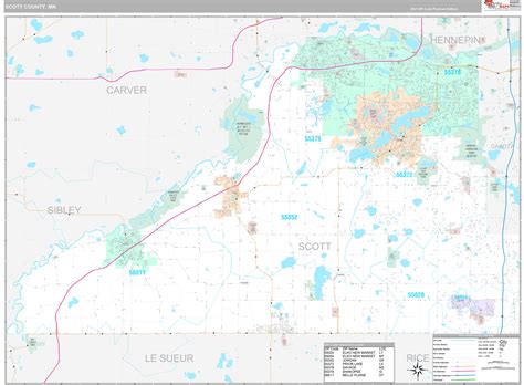 Scott County, MN Wall Map Premium Style by MarketMAPS - MapSales.com