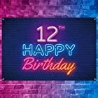 Amazon.com: Glow Neon Happy 13th Birthday Backdrop Banner Decor Black Colorful Glowing 13 Years ...