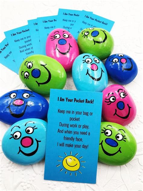 Worry Stones for Kids SET of 10, Pocket Rocks for Children, Back to School Comfort Stones, Silly ...