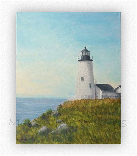 Lighthouse Print Pemaquid Point Lighthouse Maine Art | Etsy | Lighthouse painting, Seascape ...