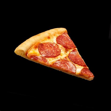 Premium Photo | Slice of pepperoni pizza isolated on black background