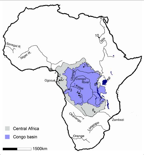 Africa showing major rivers and the location of the study area. The... | Download Scientific Diagram