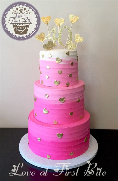 Hot Pink Ombré 40th Birthday Cake | 40th birthday cakes, Cake, Birthday ...