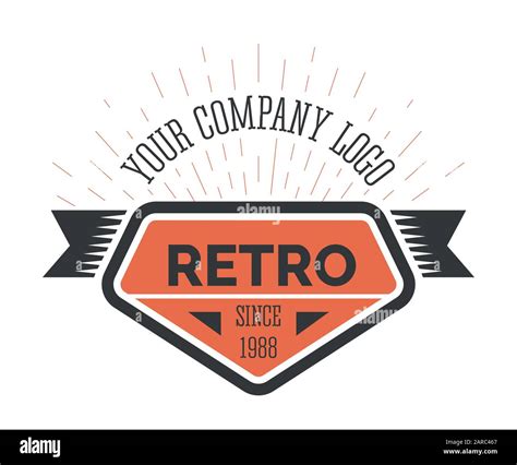 Retro company vintage style logo template in orange color Stock Vector ...