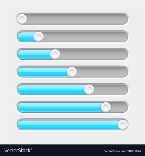 Slider bar gray and blue interface element Vector Image