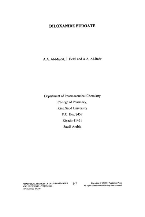 (PDF) 68- Analytical Profile of Diloxanide Furoate