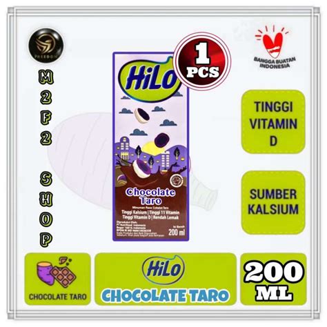 Promo HiLo Susu Cokelat Chocolate Taro Kotak UHT - 200 ml (Kemasan Satuan) Diskon 16% di Seller ...