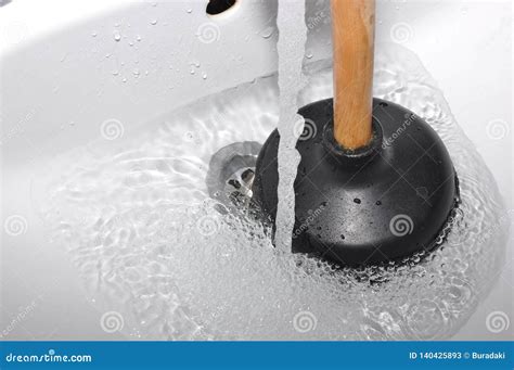 Plunger and clogged sink stock image. Image of sink - 140425893