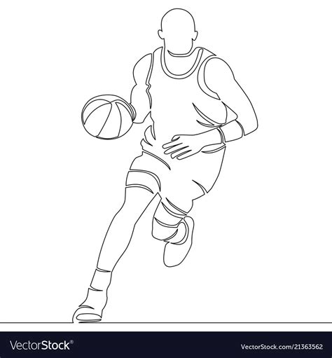 Continuous line drawing of basketball player Vector Image