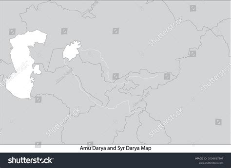 Amu Darya and Syr Darya Map in Black and White, - Royalty Free Stock ...