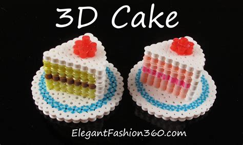 Hama/Perler Beads Cake 3D - How to Tutorial by Elegant Fashion 360 | Perler bead patterns ...