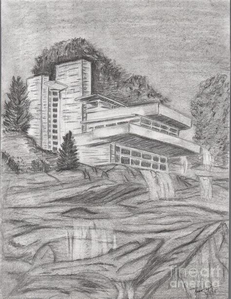 Frank Lloyd Wright Falling Water Sketch Drawing by Terry Jackson - Fine Art America