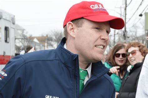 Andrew Giuliani, dad Rudy Giuliani campaign at Queens St. Patrick's Day parade