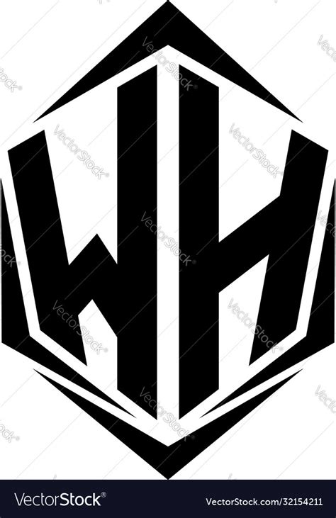 Initial wh logo design with shield style logo Vector Image