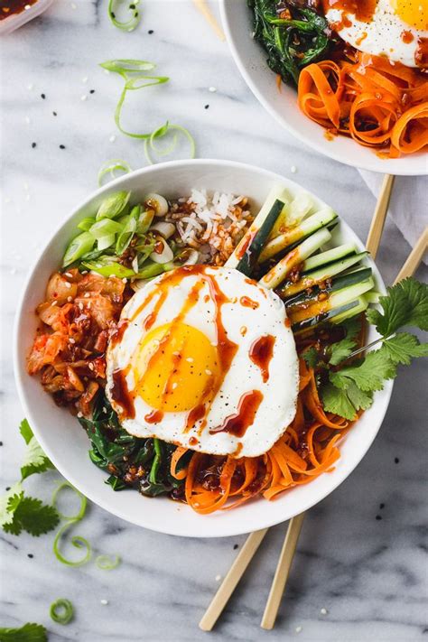 Spicy Vegetarian Bibimbap | Recipe | Bibimbap, Sauteed tofu, Spicy