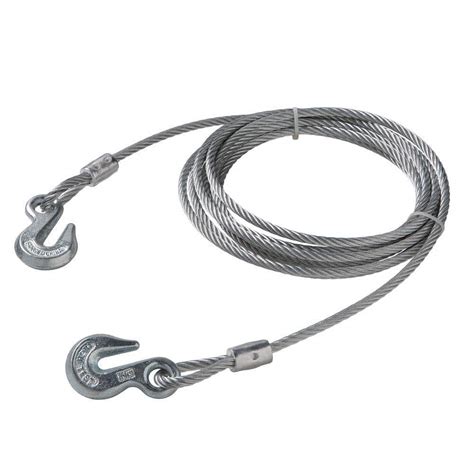 Everbilt 5/16 in. x 20 ft. Galvanized Uncoated Steel Wire Rope with Grab Hooks 803052 - The Home ...