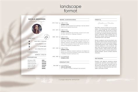 Portfolio Resume Template landscape | Portfolio resume, Resume design template, Resume design ...