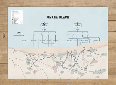 Omaha Beach Map Poster D-day Landings in Detail With Beach Sectors ...