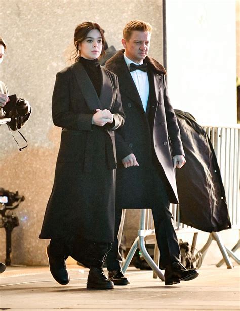 Hailee Steinfeld and Jeremy Renner - Filming a Scene for "Hawkeye" in ...