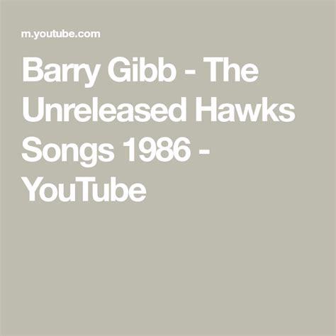 Barry Gibb - The Unreleased Hawks Songs 1986 - YouTube in 2021 | Barry ...