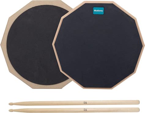 Musfunny Drum Practice Pad and Sticks Set 12 Inch Silent Snare Drum Pads Double Sided Drum Mute ...