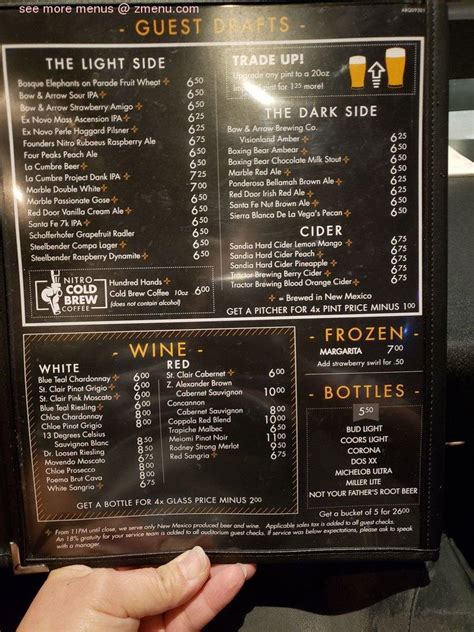 Menu at Flix Brewhouse pub & bar, Albuquerque