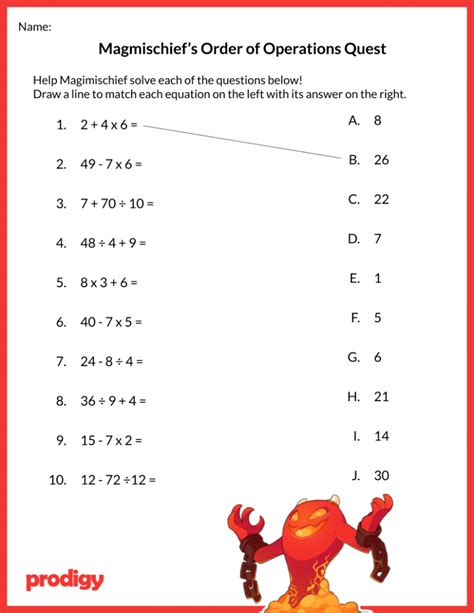 Order Of Operations Basic Worksheet