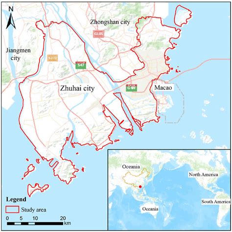 Overview map of the study area. Zhuhai city is the core city of the ...