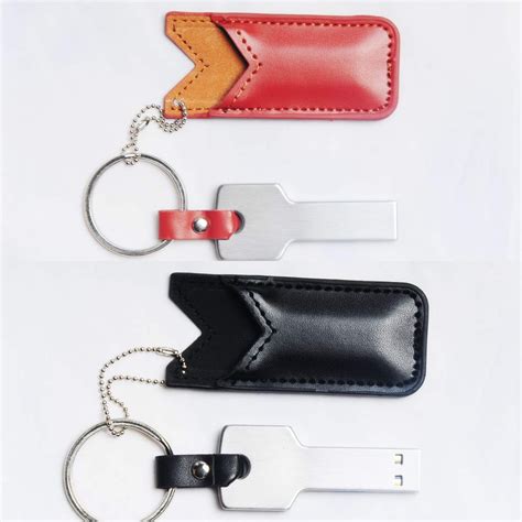 mini usb stick metal key usb with leather case - AiAude