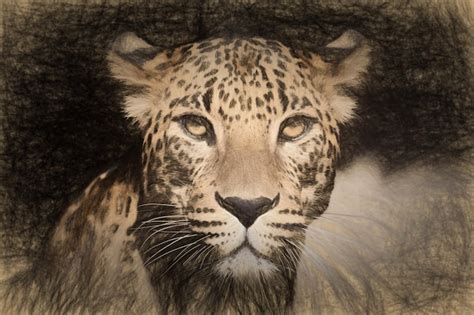 Premium Photo | Pencil sketch with the image of a spotted jaguar