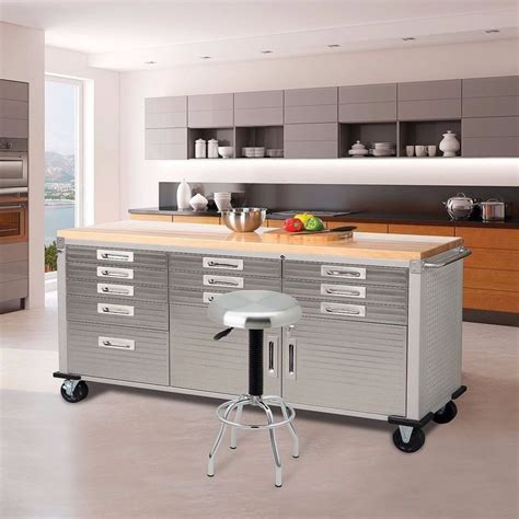 Rolling Work Bench Garage Storage Cabinet Heavy Duty Rolling Metal Workshop Tool # ...