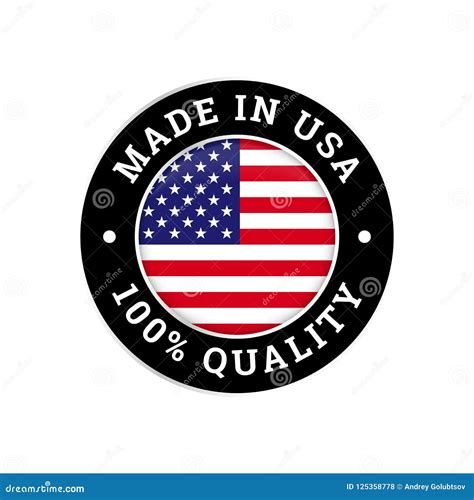 Made in USA 100 Percent American Quality Flag Icon Stock Vector - Illustration of emblem, icon ...