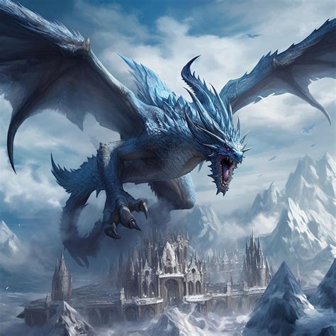 Premium AI Image | sindragosa flying above icecrown Citadel epic world Generative AI