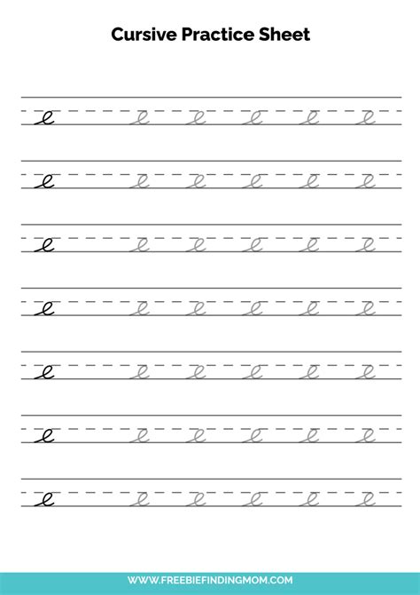 Free Printable Cursive Alphabet Practice Sheets: Lowercase E