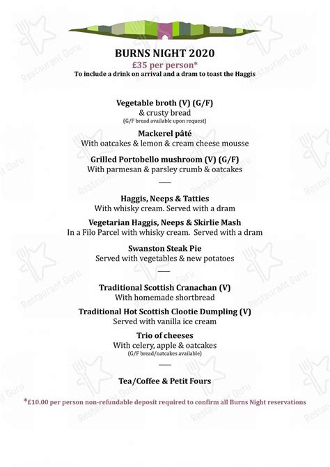 Menu at Swanston Brasserie restaurant, Edinburgh